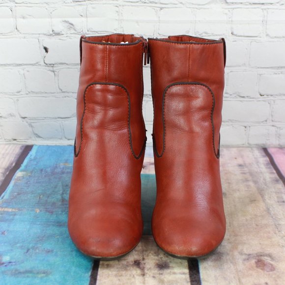 Clark's Stroll Vine Brown Leather Side Zip Heeled Ankle Booties 7.5 M - Picture 5 of 9